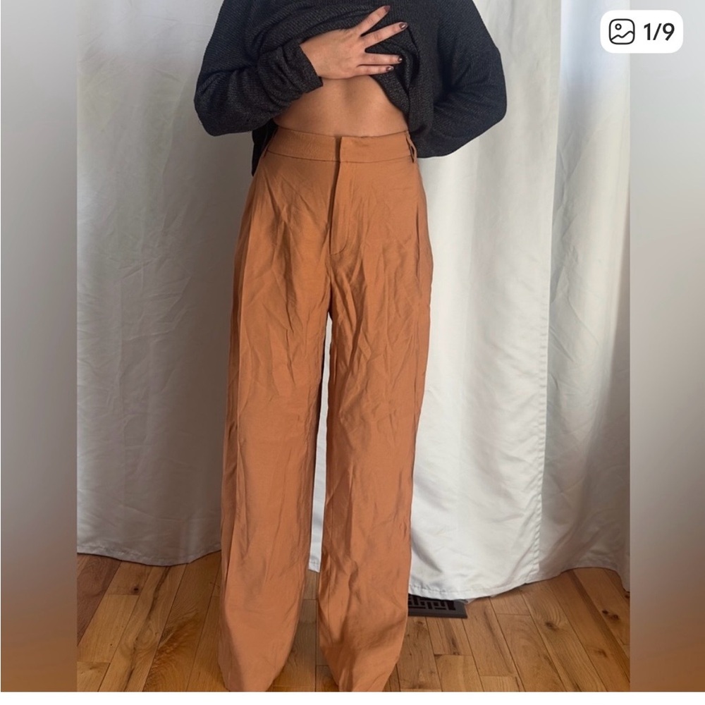 Zara Women's tan Wide Leg Pants